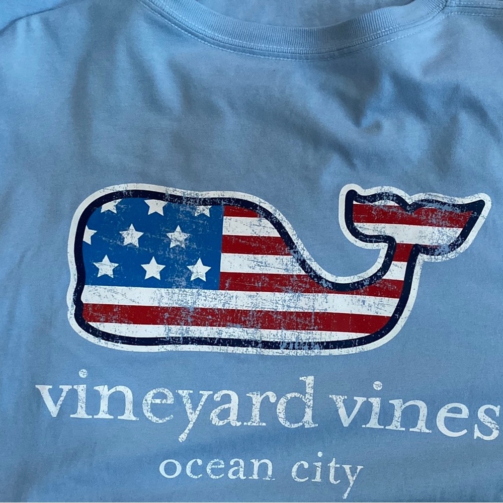 🇺🇸Vineyard Vines Men's L/S Size Small Waving Flag Fill Whale Pocket Tee🇺🇸